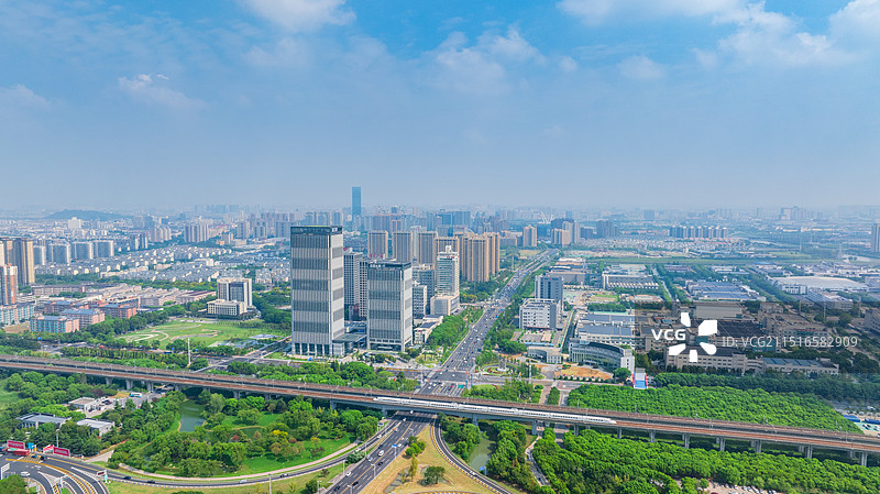 昆山 开发区 综合保税区 高铁 城市航拍图片素材