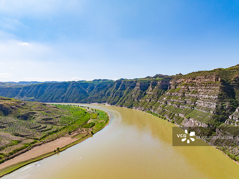 山西临汾永和黄河蛇曲地质公园夏日晴天图片素材