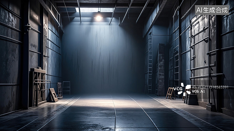 【AI数字艺术】空旷的工业风格摄影棚图片素材