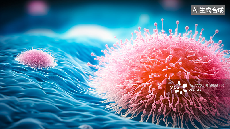 【AI数字艺术】显微镜的微距病毒细胞图片素材