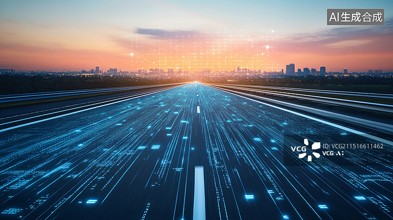 【AI数字艺术】蓝色科技发光背景图，线条图片素材