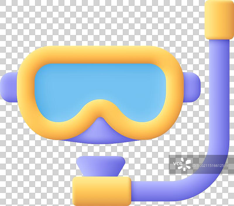 3D潜水面罩和浮潜概念图片素材