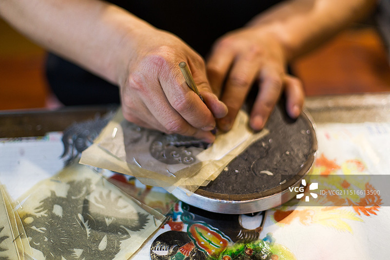 皮影制作，非遗传承手艺图片素材