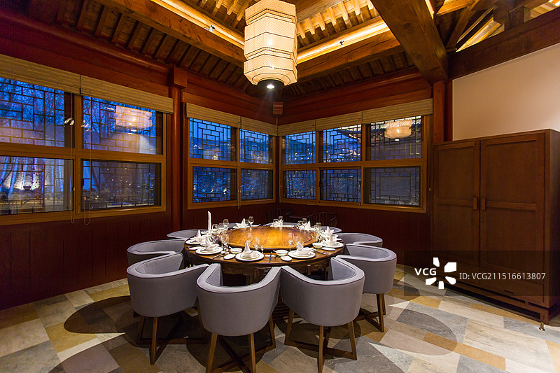 中式的餐厅包厢，会客厅图片素材
