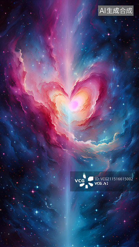 【AI数字艺术】心型壁纸 星空银河夜景背景图片素材