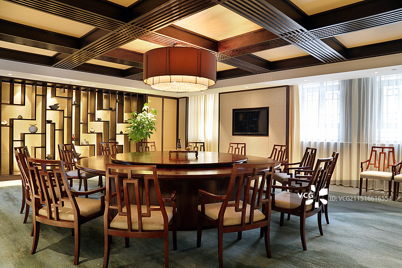 中式古典的酒店餐厅包厢图片素材