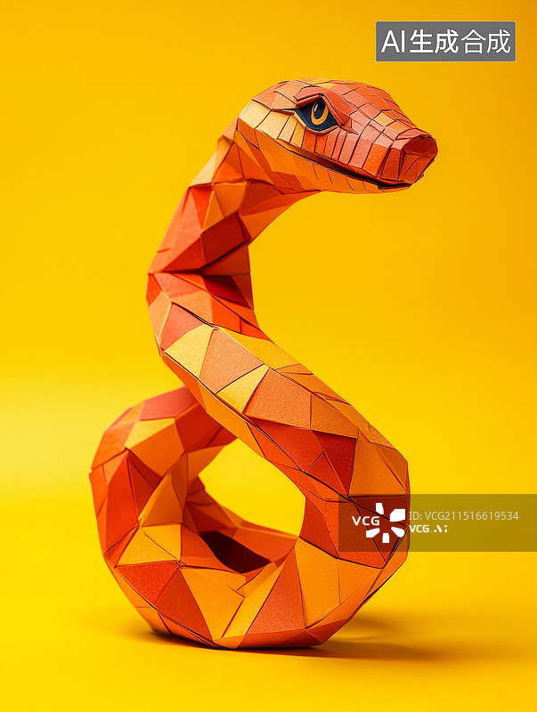 【AI数字艺术】中国传统折纸工艺，新年蛇图片素材