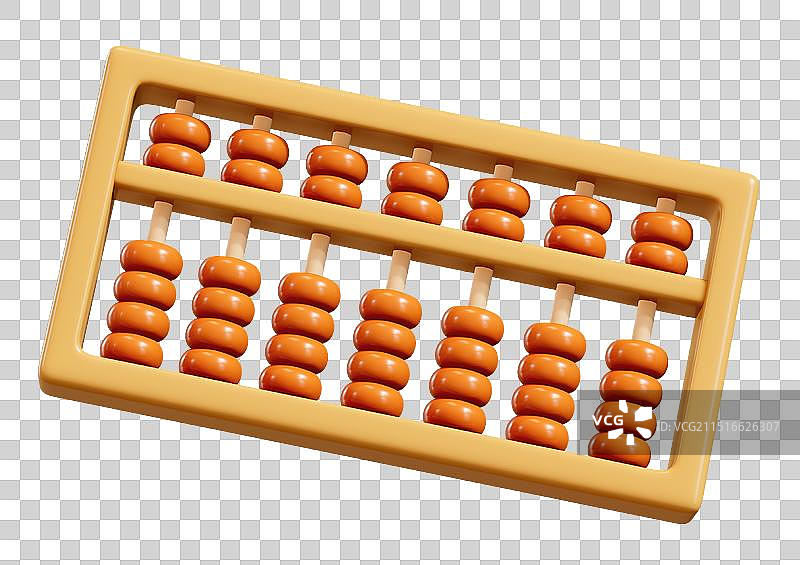 一个木制的算盘数学算数教育3D卡通插画元素图片素材
