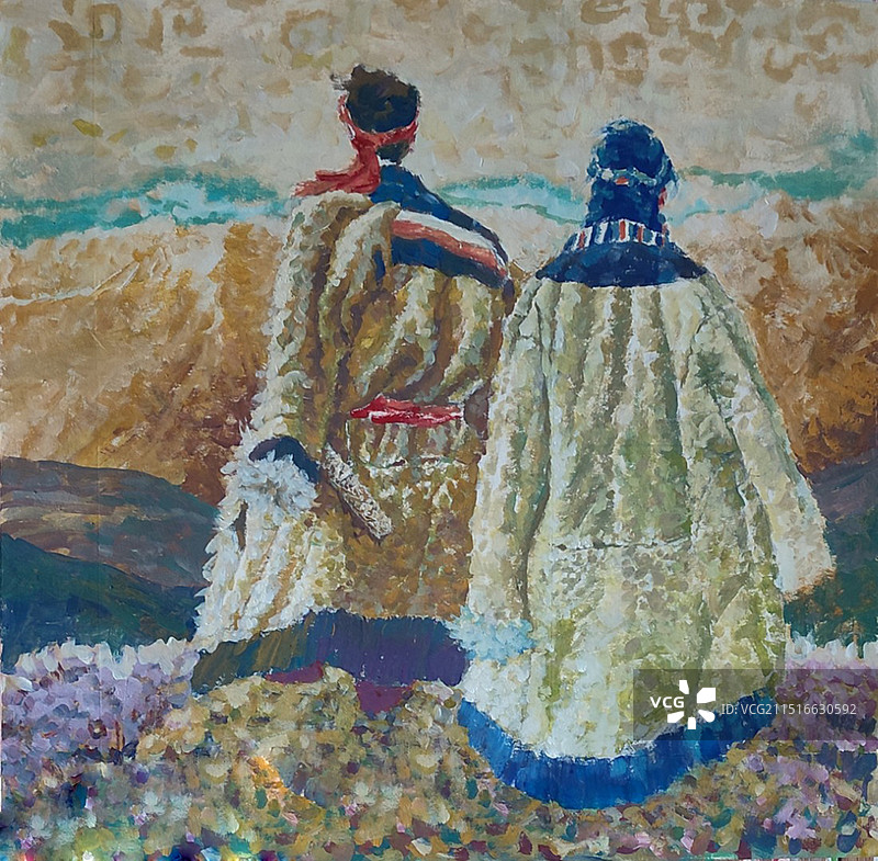 水粉画《天边》图片素材