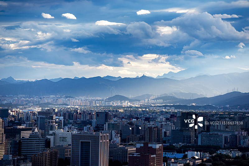 航拍北京城市西山片区图片素材