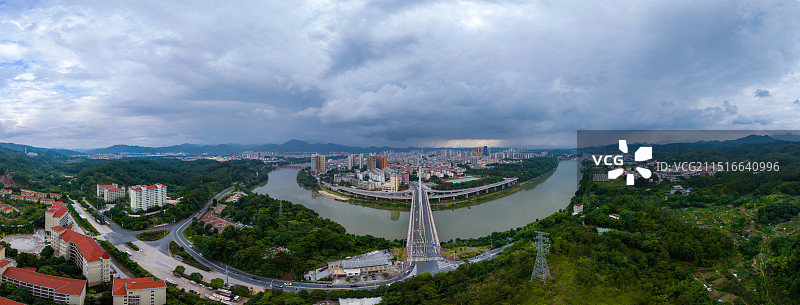 航拍福建龙岩上杭县城风光图片素材