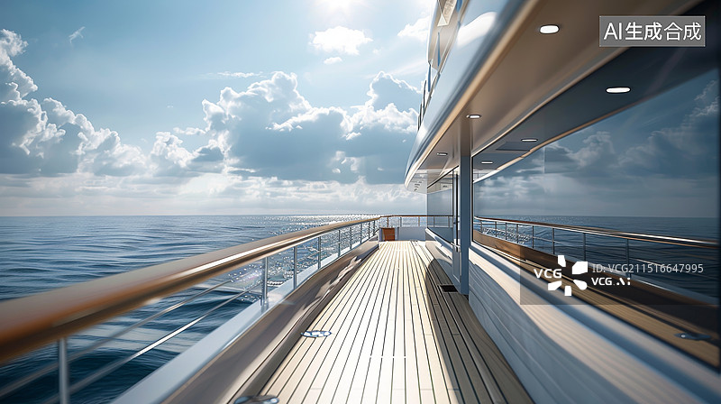 【AI数字艺术】海面上豪华邮轮甲板上风景图片素材