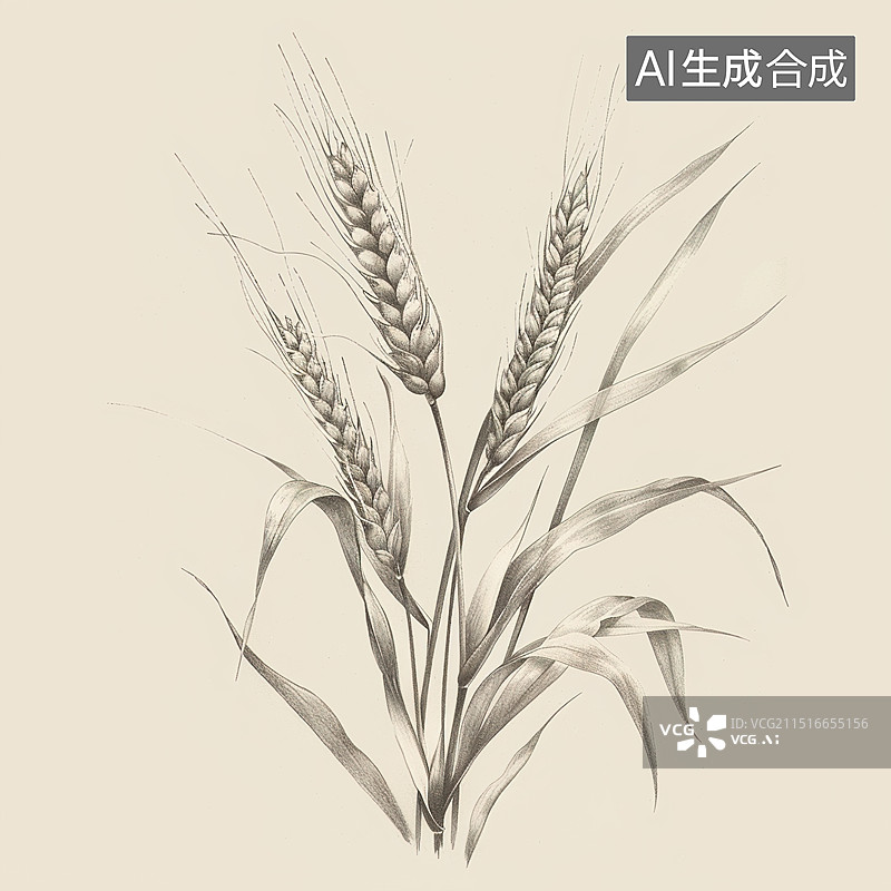 【AI数字艺术】复古的小麦插图图片素材
