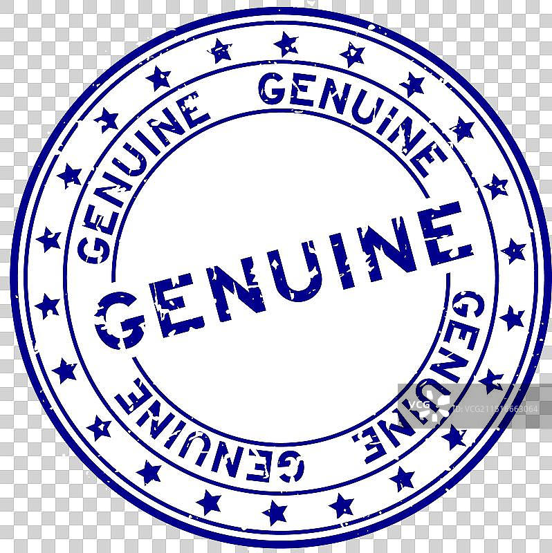 蓝色Grunge正品字圆形橡胶印章图片素材