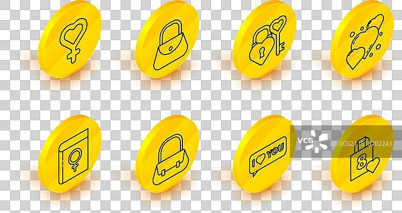 心形语音气泡购物袋组合线条图片素材