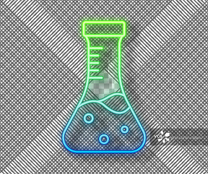荧光氖灯线试管和烧瓶化学试验图片素材