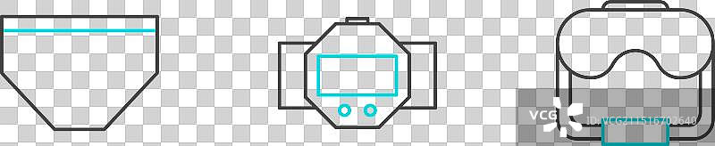 潜水面罩、泳裤和手表图片素材