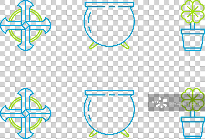 盆栽四叶草和凯尔特十字架图标图片素材