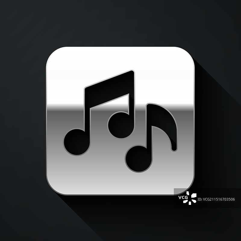 黑色背景上的银色音符音调图标图片素材