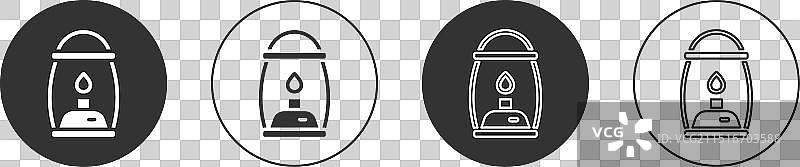 白色背景上的黑色露营灯笼图标图片素材