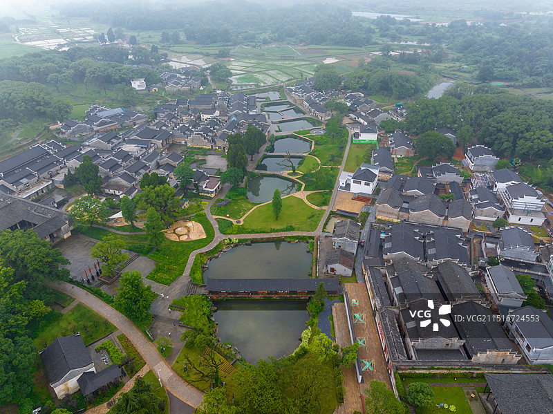 航拍江西吉安钓源古村赣派建筑图片素材