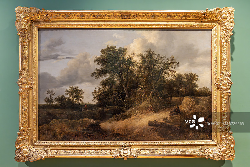 俄罗斯圣彼得堡艾尔米塔什博物馆藏  风景中的农家小屋 1646  雅各布.范.雷斯达尔图片素材