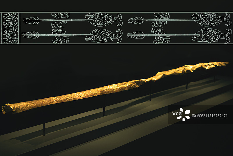 三星堆博物馆里的金杖图片素材