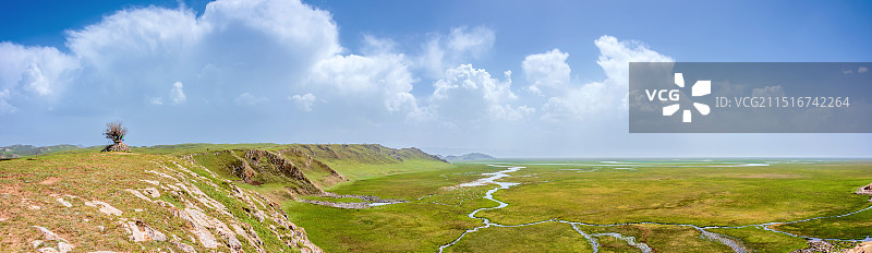中国新疆巴音郭楞巴音布鲁克九曲十八弯图片素材