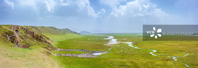 中国新疆巴音郭楞巴音布鲁克九曲十八弯图片素材