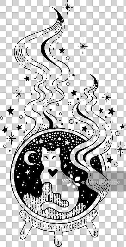 万圣节猫咪月亮魔法水晶球图片素材