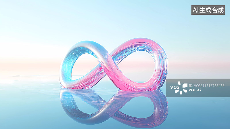 【AI数字艺术】水面上的无限大莫比乌斯符号图片素材