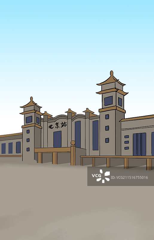 春节春运旅行托着行李箱的人-卡通线条插画图片素材