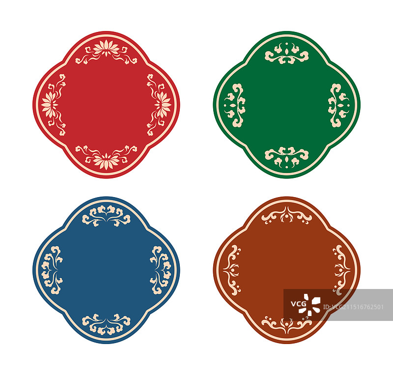 中式标签边框设计图片素材