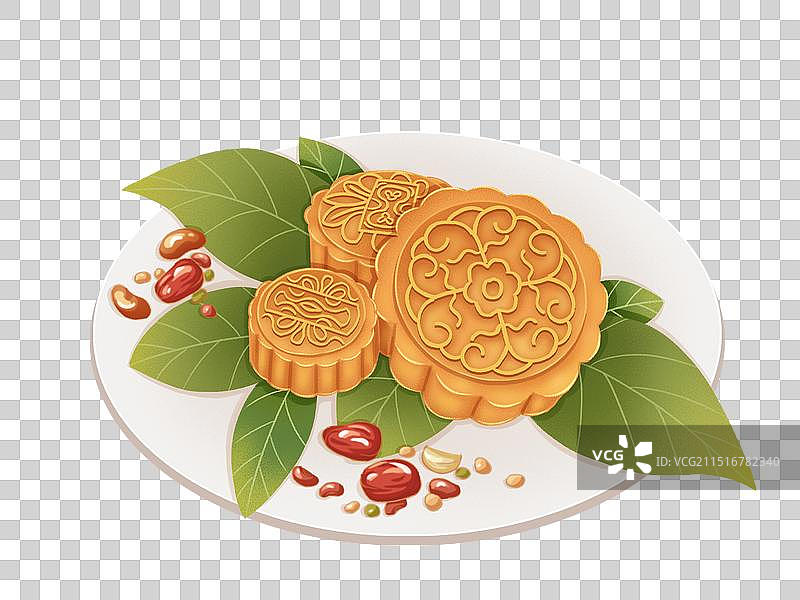 中秋月饼小清新温馨插画图片素材
