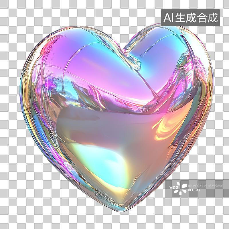 【AI数字艺术】3D镭射卡通爱心图像图片素材