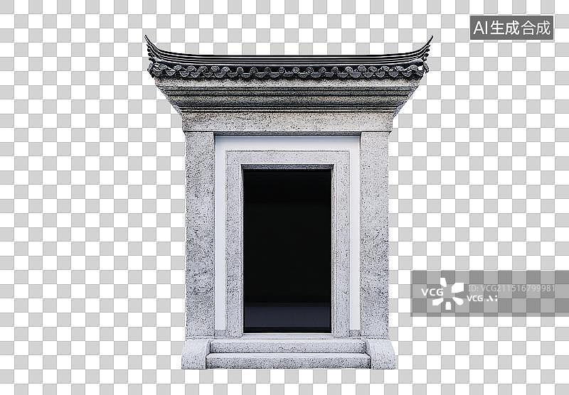 【AI数字艺术】白墙中式门头图片素材