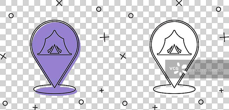 白色和紫色背景上的马戏团帐篷图标图片素材