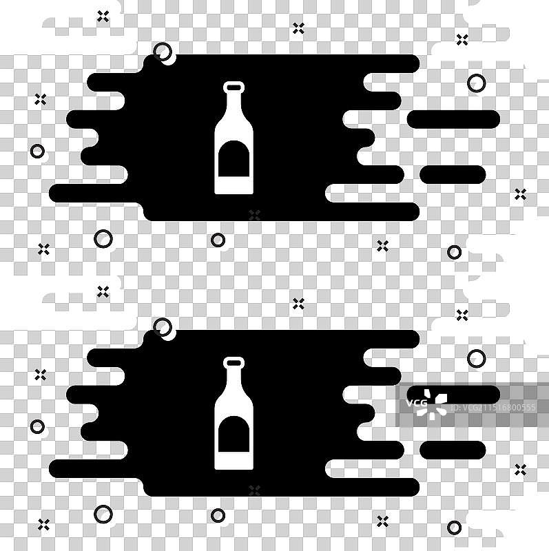 黑色背景上的白色葡萄酒瓶图标图片素材