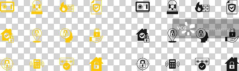 带盾牌的安全键盘访问合同套装图片素材