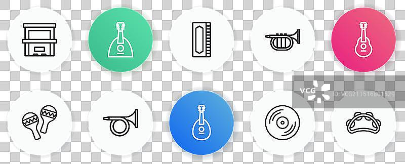 曼陀林吉他沙槌黑胶唱片图片素材