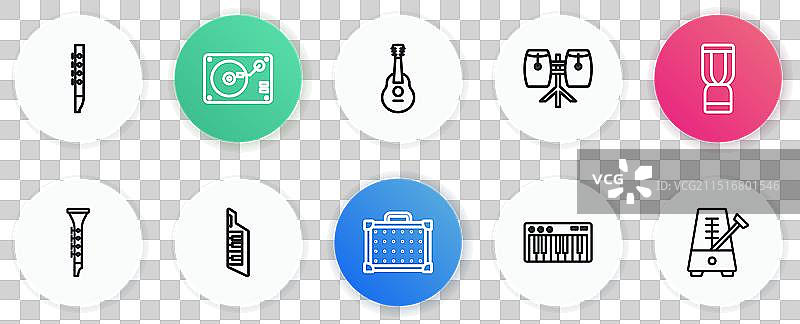 线条、吉他放大器和非洲鼓设计图片素材