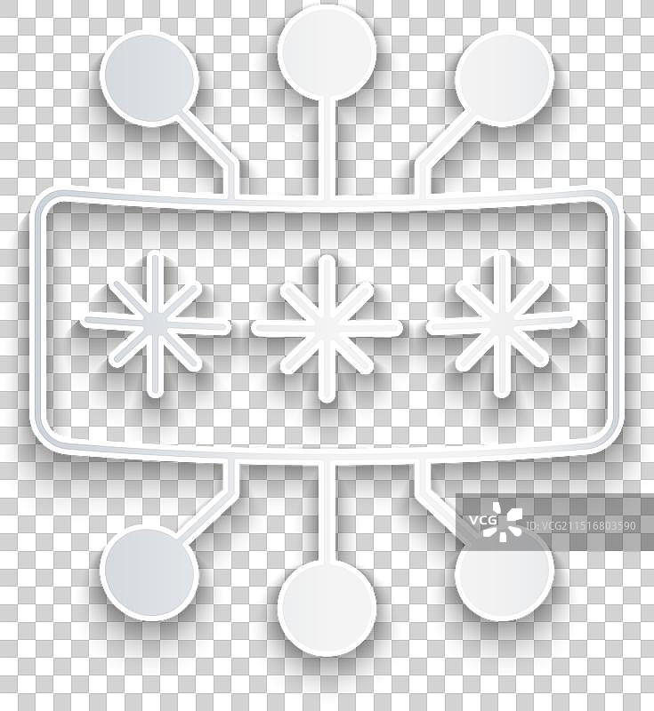 蓝色背景上的剪纸网络安全图标图片素材