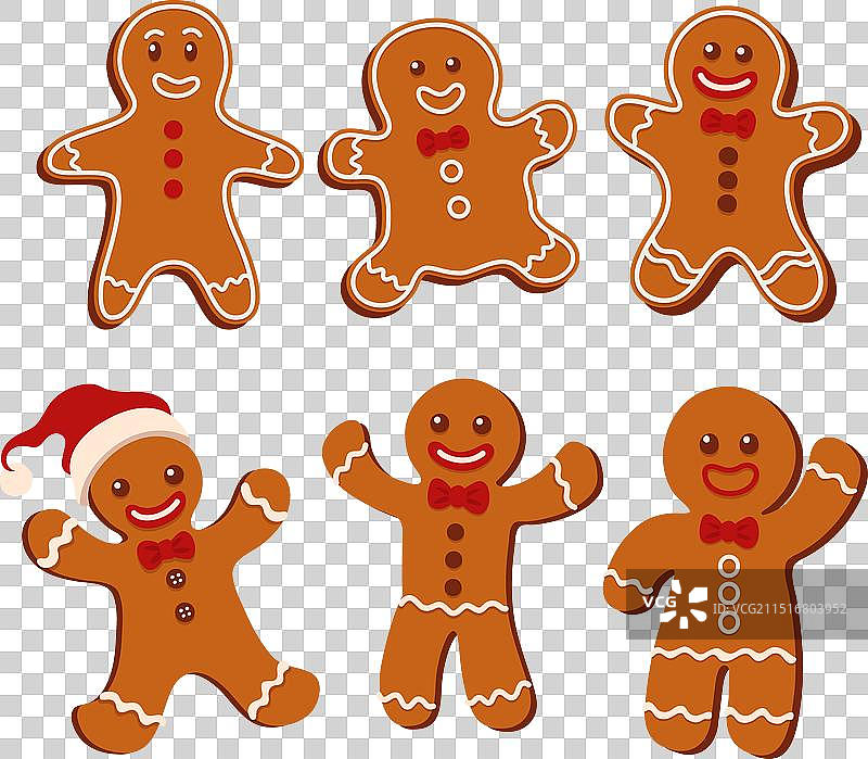 一套扁平风格的可爱姜饼图片素材