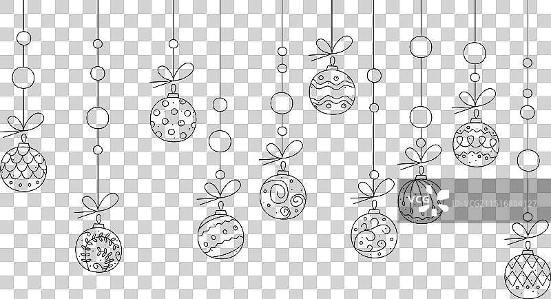 圣诞球花环涂鸦图片素材