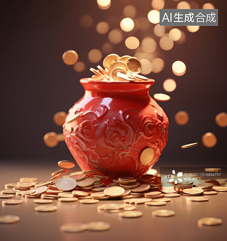 【AI数字艺术】聚宝盆金币图片素材