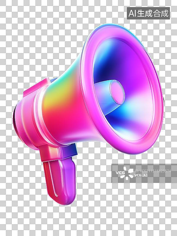 【AI数字艺术】镭射风3D酸性促销元素电商图标喇叭图片素材