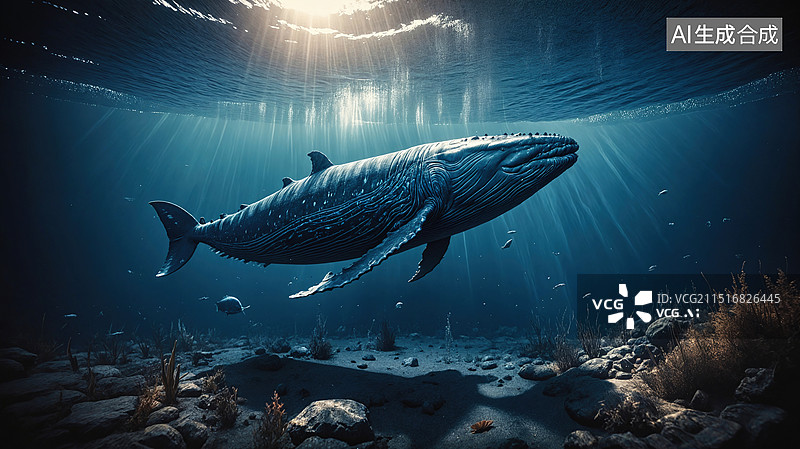 【AI数字艺术】：深海巨鲸探秘图片素材