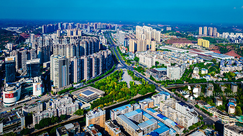 航拍四川省资阳市城市建设风光图片素材