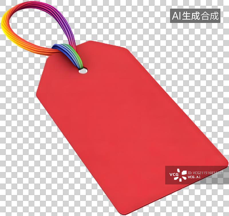 【AI数字艺术】写实风格红色标签吊牌真实感免抠元素图片素材