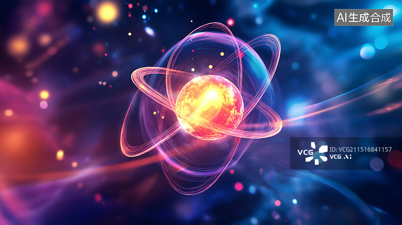 【AI数字艺术】微观分子原子元素结构三维图形图片素材